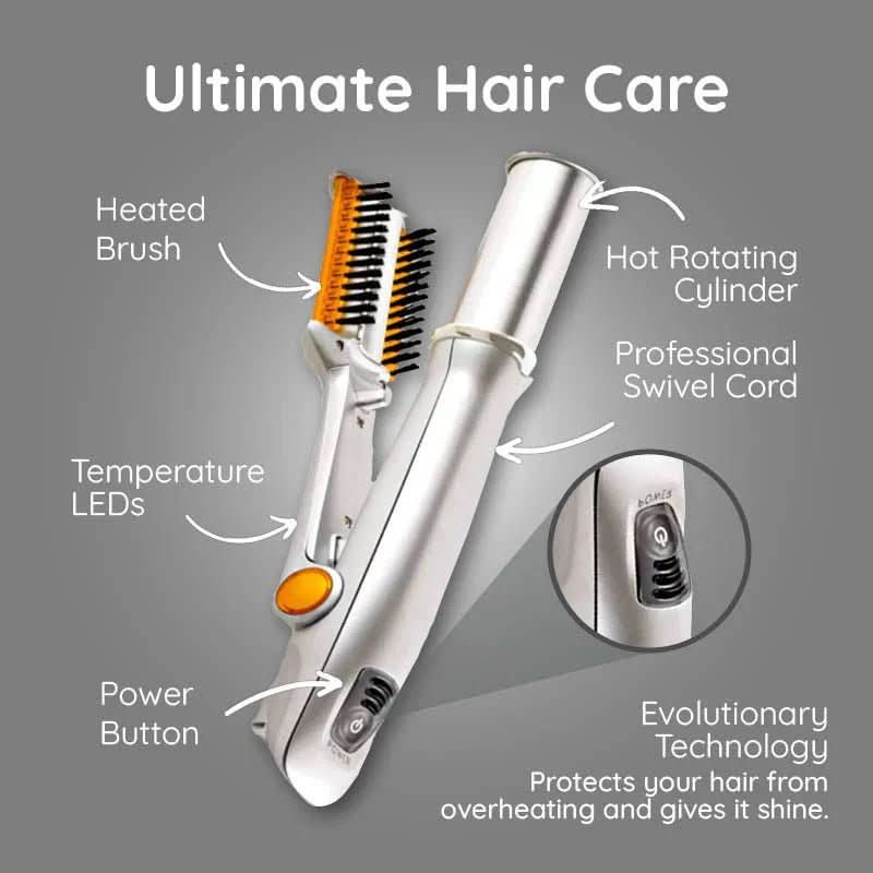 2-in-1 Rotating Hair Brush – Auto-Spin Styling Smoothing & Straightening - Our Family House