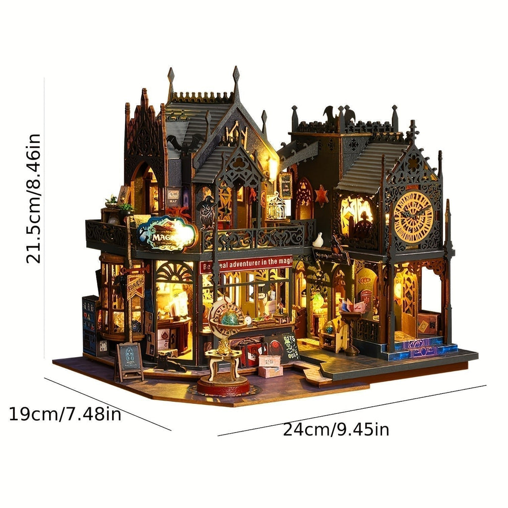 3D Puzzle Book House with LED Lights, Wooden Puzzle Model Kit, Gift for Book Lovers, Decorative Bookend - Our Family House