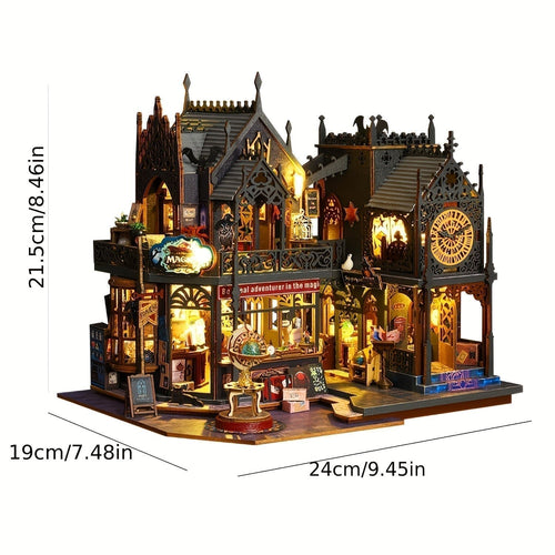 3D Puzzle Book House with LED Lights, Wooden Puzzle Model Kit, Gift for Book Lovers, Decorative Bookend - Our Family House