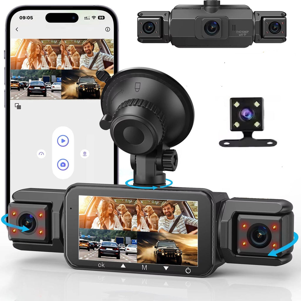 4-Channel Car Dash Cam Front, Rear and Sides with Night Vision and Wireless App Connection - Our Family House