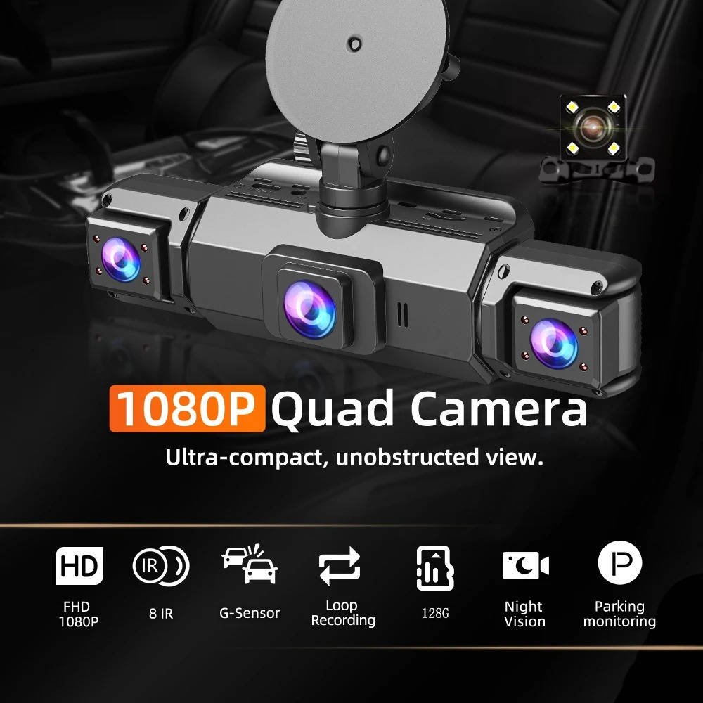 4-Channel Car Dash Cam Front, Rear and Sides with Night Vision and Wireless App Connection - Our Family House