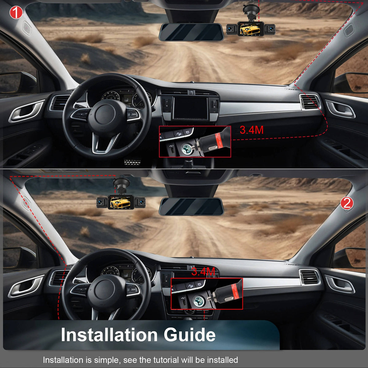 4-Channel Car Dash Cam Front, Rear and Sides with Night Vision and Wireless App Connection - Our Family House