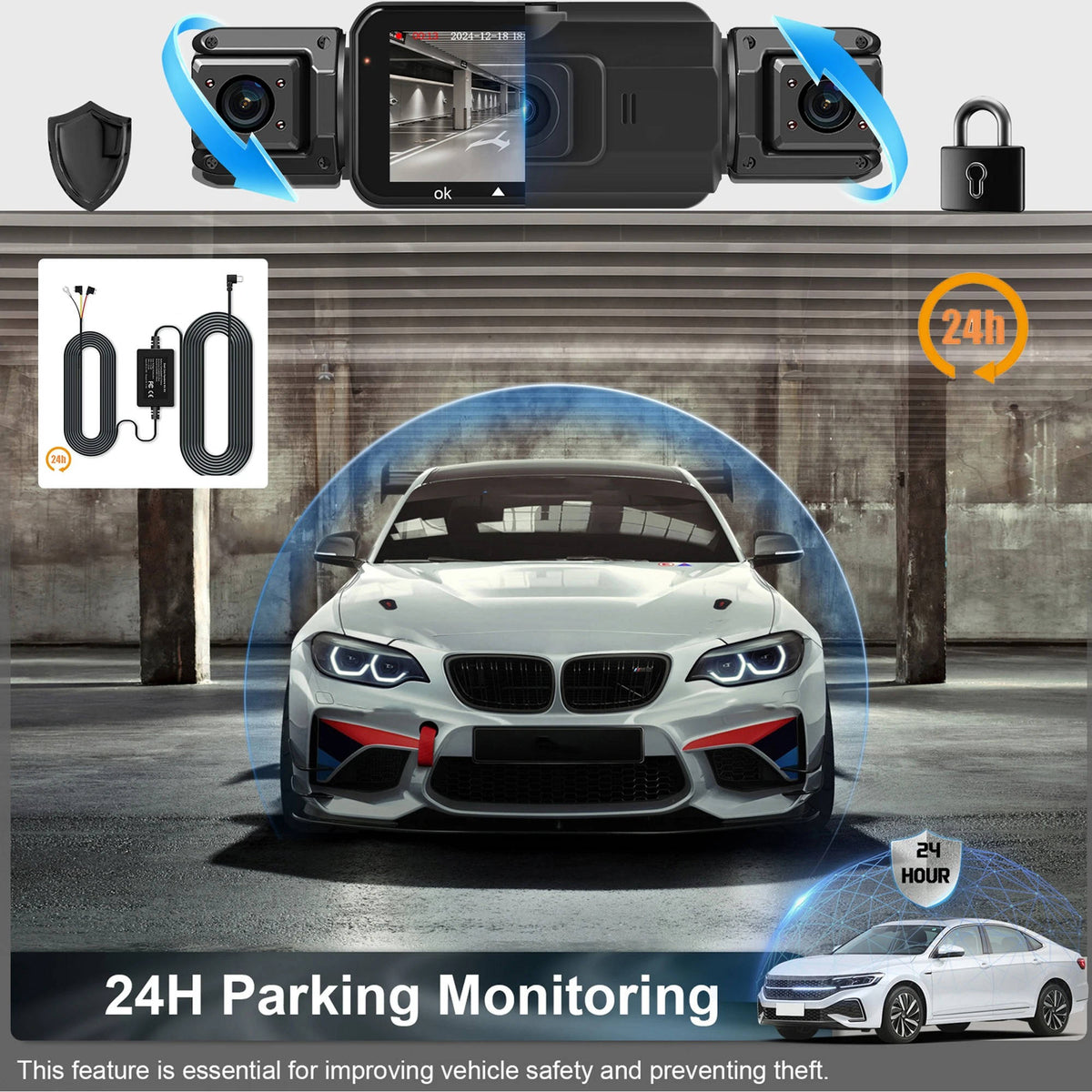 4-Channel Car Dash Cam Front, Rear and Sides with Night Vision and Wireless App Connection - Our Family House