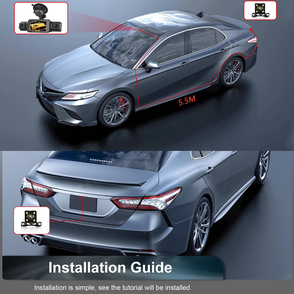 4-Channel Car Dash Cam Front, Rear and Sides with Night Vision and Wireless App Connection - Our Family House