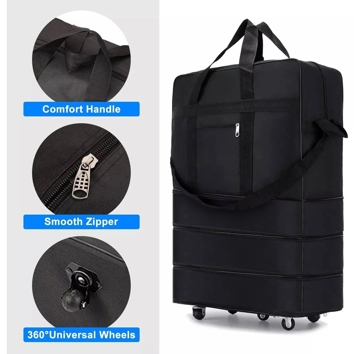42 Inch Wheeled Duffle Bag with Five Rotating Wheels and Expandable Storage - Our Family House