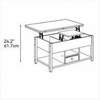 Lift Top Coffee Table with Hidden Storage | Rustic Industrial Center Table for Living Room