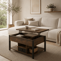 Lift Top Coffee Table with Hidden Storage | Rustic Industrial Center Table for Living Room - Our Family House