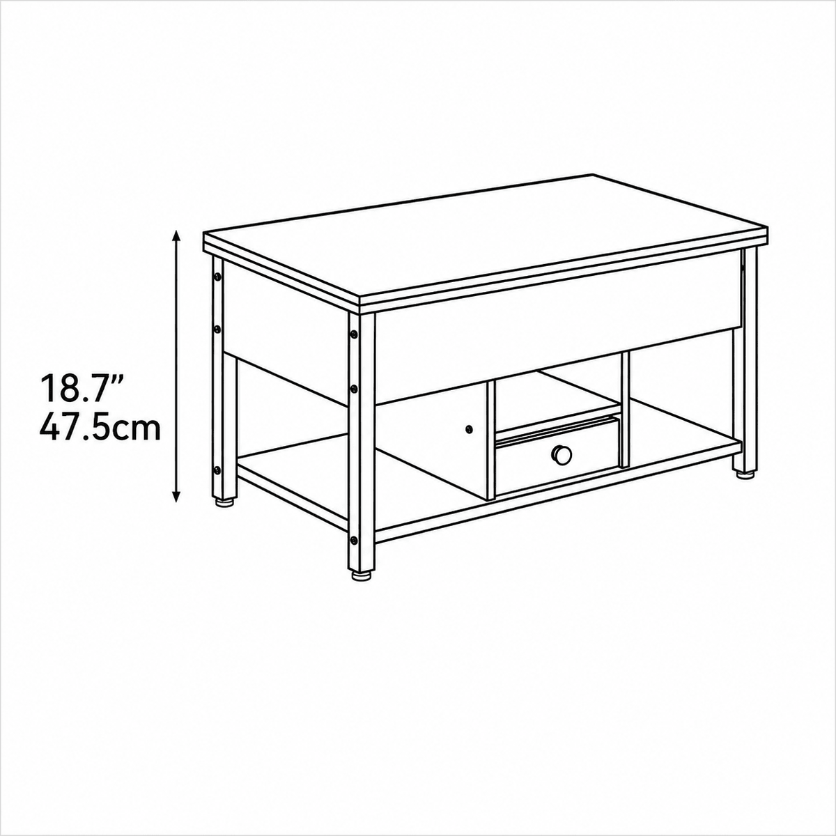 Lift Top Coffee Table with Hidden Storage | Rustic Industrial Center Table for Living Room - Our Family House