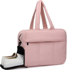 Quilted Duffle Bag with Dual Top Handles and Wide Zip Opening, 16 Inch - Our Family House