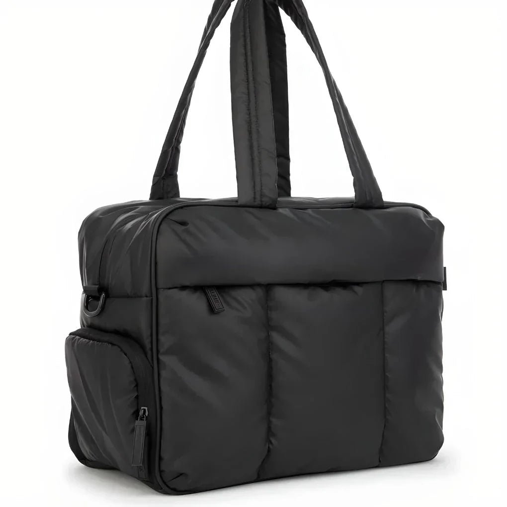 Quilted Duffle Bag with Dual Top Handles and Wide Zip Opening, 16 Inch - Our Family House