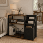 Rustic Industrial Bookshelf with Magazine Rack | Farmhouse Storage Organizer for Living Room & Office - Our Family House