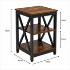 Rustic Industrial End Table with Storage Shelf & Basket Space | Farmhouse Side Table for Living Room & Bedroom - Our Family House